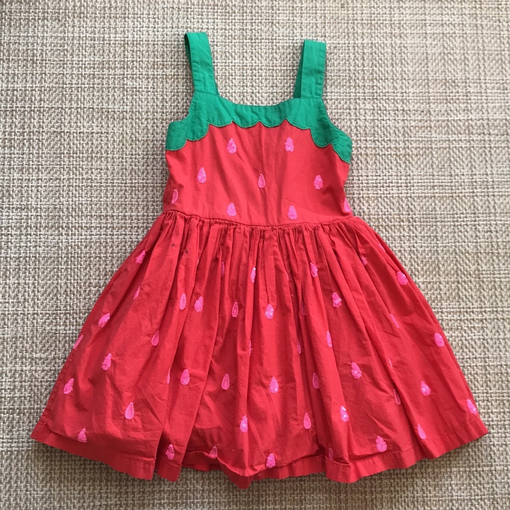 *Mini Boden Strawberry Dress (girls' size 5-6)